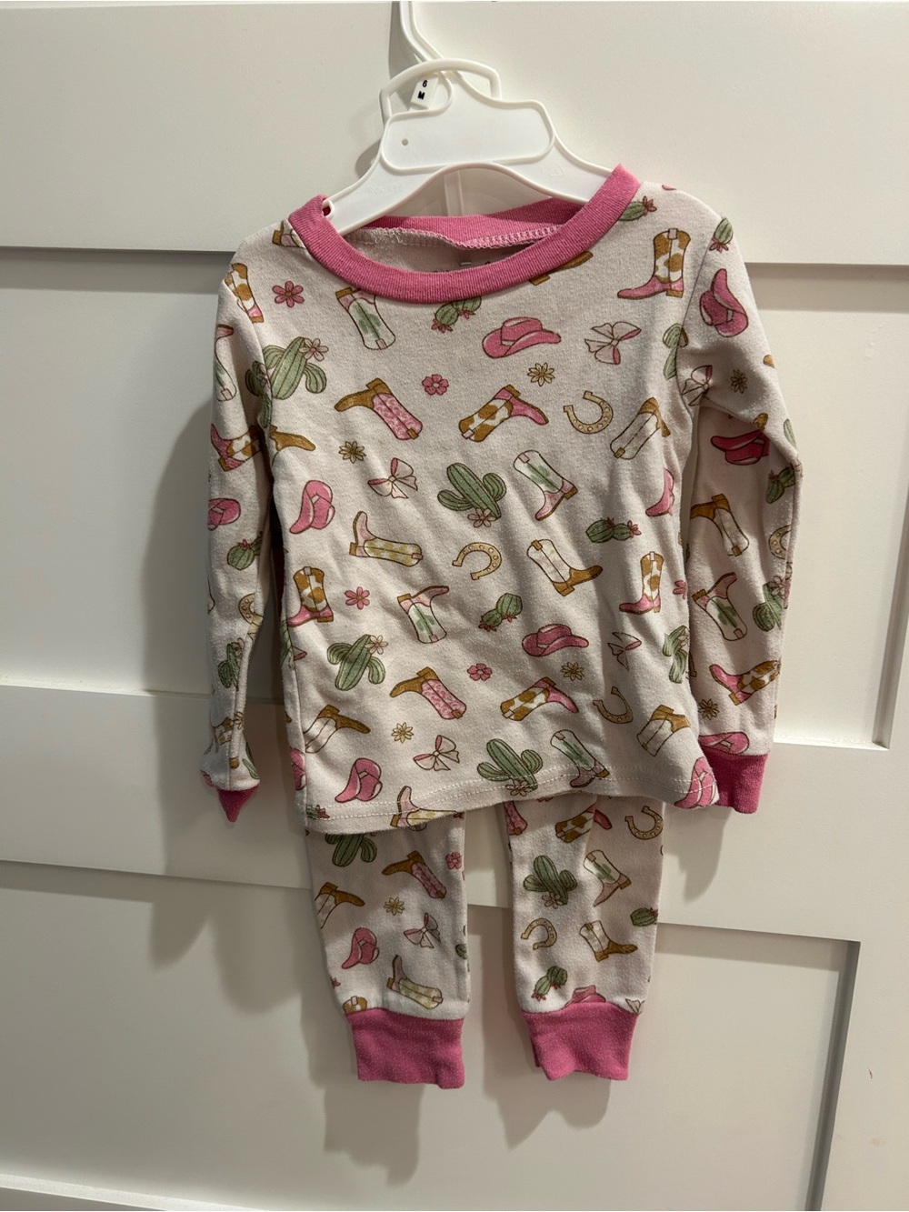 Wrangler Pink Trim Cowgirl Boot & Cactus Pajama Set